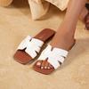 Sapatos de dedo quadrados europeus e americanos para comércio exterior, chinelos planos casuais femininos, tamanho grande 43, chinelos de praia quadrados ebay