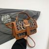 Bolsa feminina estampada de alta qualidade, nova, outono e inverno 2024, moderna, versátil, bolsa transversal de ombro, pequena bolsa quadrada