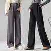 Ropa exterior nueva de otoño de corte holgado para mujeres embarazadas, traje estilo Yamamoto de capa de aire, pantalones de pierna ancha, versión coreana con cintura con cordón, pantalones de maternidad versátiles