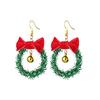 Europa y Estados Unidos comercio exterior aretes de Navidad aretes de árbol de Navidad en espiral aretes de alce de la Cruz transfronteriza regalo Joyería Roja