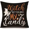 Funda de Almohada Halloween Calabaza Divertida Transfronteriza Amazon Estampado de Lino Funda Decorativa para Cojín de Sofá del Hogar