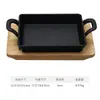 Plancha Teppanyaki Rectangular de Hierro Fundido Estilo Coreano Antiadherente Plancha para Barbacoa Steak Plancha de Hierro Comercial Engrosada Alta Plancha para Pescado a la Parrilla con Dos Asas