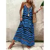 2026 Nuevo Estilo Bohemio Vestido Largo de Tirantes con Estampado y Cuello en V Vestido de Playa para Vacaciones en la Costa Verano de Corte Holgado