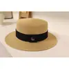 Sombrero de Paja de Verano Nuevo para Mujer, Estilo Francés, Sombrilla para Vacaciones en la Playa, Copa Plana con Botones, Sencillo y Elegante
