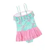 Traje de baño para niñas sin tirantes estampado floral pequeño fresco lindo para bebé ins aguas termales fabricantes venta al por mayor trajes de baño de comercio exterior