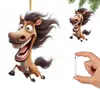 Bestseller transfronterizo: Colgante de Caballo de Boca Grande Lindo, Adorno Plano de Acrílico para Coche, Etiqueta Decorativa para Fiesta Navideña en Casa