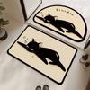 Tapete de Chão de Lama Diatomácea Gato Preto Desenho Animado Porta de Banheiro Resistente ao Desgaste Secagem Rápida Tapete para os Pés Tapete Doméstico Antiderrapante para Banheiro Tapete Absorvente
