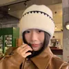 Gorro de Punto de Moda Estilo Coreano con un Sencillo Estilo Universitario y Diseño de Bloques de Color, Cálido Gorro de Invierno y Otoño para Mujer