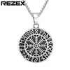 P0513-NK01 joyería de comercio exterior al por mayor personalizada retro nórdica vikingos hombres redondo marca titanio acero colgante