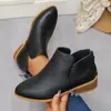 Comercio exterior transfronterizo talla grande otoño e invierno 2026 nuevas botas de cuero para mujer, punta fina, cierre trasero, botas Martin casuales de suela gruesa y tacón grueso