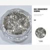 Polvo de Brillo para Uñas con Foil Plateado Brillante, Popular en Xiaohongshu, Decoraciones para Uñas en Polvo Chapadas en Plata, Polvo de Brillo en Stock