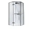 Ducha minimalista con forma de diamante, baño integrado con separación de zona seca y húmeda, mampara de ducha con puerta corredera de cristal para uso doméstico