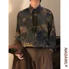 Camisa casual versátil de moda estilo americano con un nuevo toque vintage chino, top de manga larga estampado estilo Hong Kong para hombre, disponible en el color de la foto