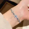 Pulseira de Flor de Zircônia com Rombos Banho de Ouro Real com Pingente de Óleo Luxo Acessível Pulseira de Alta Qualidade Elegante e Exquisita para Mulheres