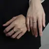Anillo de Plata de Ley S925 para Pareja Onda de Latido del Corazón Diseño de Nicho Par de Anillos Abiertos Forma de Corazón para Chicas y Hombres