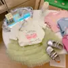 Ropa Infantil Coreana 2026 Primavera y Verano Nuevo Estilo Padre-Hijo Dulce Dibujos Animados Absorbente de Sudor Transpirable Color Caramelo Manga Corta Camiseta para Niñas