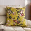 Funda de Almohada de Estilo Chino Nuevo Estampado de Flores y Pájaros Estilo Algodón Lino Sofá de Madera Roja Almohada Decorativa Cojín de Respaldo de Bolsa Suave Almohada para Sala de Estar