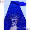 Vestido de novia francés con bordado de cuentas densas, lentejuelas, encaje, tela de cuentas de tubo, tela de encaje con lentejuelas para novia