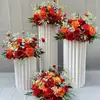 Decoración de Ceremonia de Área de Entrega con Decoración de Columna Romana, Adornos de Área de Entrega, Flores Artificiales, Bolas de Flores, Decoración de Escena de Columna de Flores