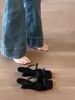 Sandalias de cuña estilo francés con punta cuadrada y lazo para mujer, nuevo modelo de verano 2025, estilo de hada, adecuadas para combinar con vestidos, con una sola tira y tacón alto, para uso en exteriores