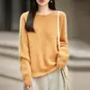 Nuevo Suéter de Punto de Lana Cachemira para Mujer Otoño/Invierno 2026 Cuello Redondo Manga Larga Color Sólido Suéter de Lana Cepillada