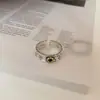 Estilo Europeo y Americano Plata Tailandesa Floral Textura Vintage Artístico Resistente Símbolo de Letra Diseño Floral Desgastado Anillo Abierto de Plata