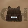 Gorro de Lana Estilo Coreano con Orejas de Gato para Mujer, Circunferencia de Cabeza Grande, Gorro para el Frío, Otoño e Invierno, Engrosado, Protección contra el Frío, Calidez, Gorro de Felpa Tejido