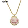 Wt-Jn341 Pingente de Concha em Forma de Leque de Férias Banhado a Ouro 18K Colar de Contas Pequenas Douradas Joias de Estilo Praia para Meninas