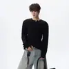 Suéter de Tricô com Design Retrô em Ponto Trançado, Gola Henley, Estilo Old Money, para Homens e Mulheres, Outono/Inverno, Caimento Limpo, Tricô Slim