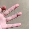 Chapeuzinho Vermelho Explosões Rubi Vermelho Colar Coração Vermelho Feminino Requintado Pequeno Pingente Coração Moda Corrente Empilhada Clavícula