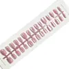 Uñas Postizas Combinadas Ojo de Gato Color Sólido Usables, Uñas de Manicura Color Sólido Blanqueadoras y de Alta Gama, Almendras Largas Removibles (30 piezas)