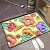 Tapete de Chão de Veludo com Tecnologia de Flor Expandida, Absorvente de Água, Tapete de Chão de Banheiro Visual Estereoscópico 3D a Olho Nu, Tapete de Porta de Vaso Sanitário