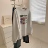 Sudadera de forro polar con estampado retro americano y cuello redondo para mujer, otoño e invierno 2026, corte holgado, disimula imperfecciones corporales, estilo coreano, top pullover versátil