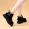Botas de Nieve Retro con Suela Gruesa y Forro de Felpa para Mujer, Nuevo Estilo Invierno 2026, Botines Cortos Grandes de Algodón con Suela Suave Estilo Birkenstock