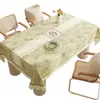 Toalha de mesa com estampa floral e de plantas, novo modelo 2025, luxo leve, toque de alta qualidade, lavável, à prova d'água, resistente a óleo, para uso doméstico em mesas de centro