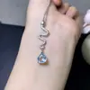 Pingente de Água-Marinha Natural com Cristal Limpo, Pedra Principal Aproximadamente 7*8mm, Montado em Prata 925, Último Processo de Galvanoplastia
