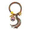 Cuerda de Mano Tibetana Thangka Cuerda de Algodón Enrollada a Mano Pulsera Trenzada Ojo del Dios de la Riqueza de Cinco Vías Zakiram Tara Verde Perla Thangka