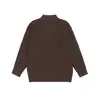 Ropa Vintage 25 Otoño/Invierno Nuevo Suéter Sencillo de Color Sólido con Cuello Alto Jerseys de Punto Modernos Holgados con Media Apertura para Hombre