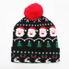 Sombrero de Navidad Luminoso LED para Adultos y Niños de Otoño e Invierno Set de Bufanda y Gorro Tejido de Papá Noel Estilo Infantil