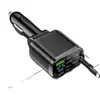 El nuevo cargador de coche viene con un cable retráctil, dos pantallas digitales, carga rápida QC3.0 para Apple Huawei
