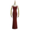 YPFF Vestido Feminino Moderno Menina Spice Strap Fishtail Vestido Estilo Europeu e Americano Sexy Slim Fit Hip Dress