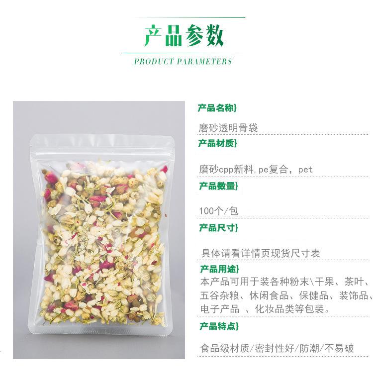 磨砂透明骨袋参数图