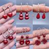Pendientes de hilo de oro púrpura al por mayor, pendientes de plata esterlina, pendientes de naffo rojo, pendientes de temperamento simple, joyería