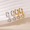 Aretes de Acero de Titanio Brillantes en Forma de Corazón para Mujer, Completamente Incrustados con Nuevo Circonita en Forma de Corazón, Estilo Coreano, Simples, Exquisitos, Aretes de Moda, Aretes Elegantes