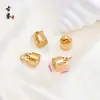 Contas Espaçadoras Antigas de Esmalte Dourado com os Caracteres para Felicidade e Bênção, Pingente de Selo, Acessórios para Joias de Pulseira Colar Feitos à Mão DIY