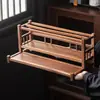 Estante para Tazas de Té de Nogal Estante de Almacenamiento Doméstico Chino Estante Antiguo de Escritorio Estante de Almacenamiento para Tetera de Arena Morada
