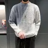 Suéter de cuello alto medio para hombre, estilo perezoso de invierno, suéter de marca de moda, suelto, estilo coreano, combinación de colores, suéter de cuello redondo para debajo