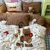 Lençol de Algodão Lavado Classe A Conjunto de Quatro Peças Primavera Desenho Animado Toalha Capa de Edredom Bordada Conjunto de Três Peças para Cama Nantong Home Textile