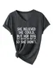 Ella creía que podía Amazon eBay Estación Independiente Moda Casual Cuello en V Manga Corta Camiseta para Mujer