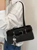Bolso de Hombro Retro con Bloques de Color y Textura para Mujer Verano 2026 Nuevo Bolso Baguette Simple Casual con Decoración de Correa de Cuero